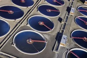 A bird's eye view of a wastewater treatment plant