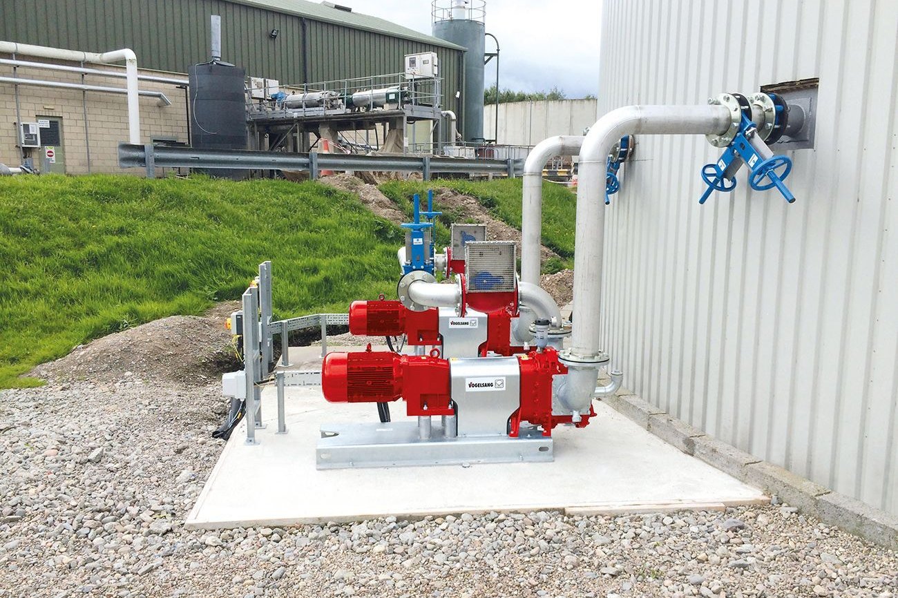 A biogas plant with Vogelsang VX rotary lobe pumps