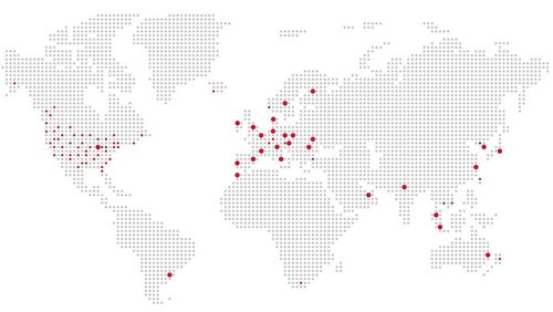 Een kaart van Vogelsang locaties over de hele wereld